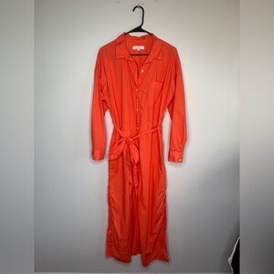 Loft Orange Maxi Preppy Shirt Dress